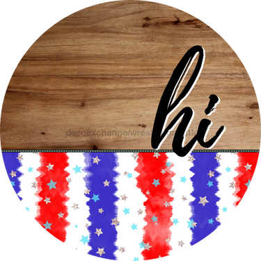 Patriotic Door Hanger Hi Dco - 01485 - Dh 18’ Round Wood